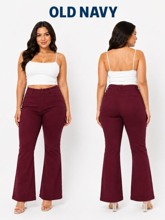 Old Navy Pants - Old Navy Pixie Flare Pants High Rise Burgundy Red Wine Size 8 NWT 611133-11-1